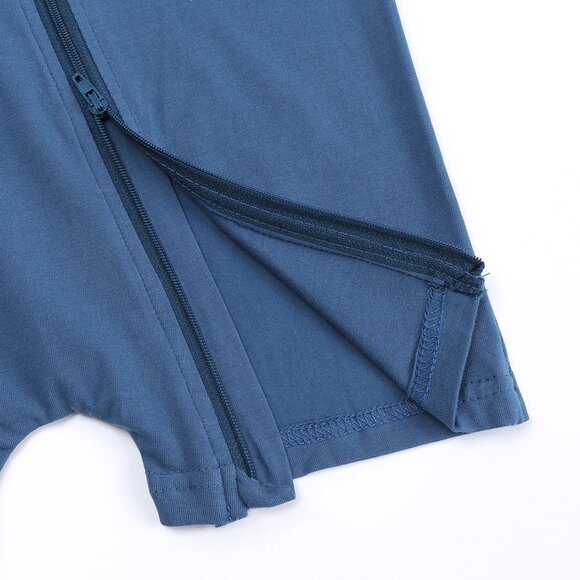 MONOGRAM-BABY ROMPER-*NWT* Short Sleeve Short Double Zipper Bodysuit Cotton Blue - Picture 7 of 16